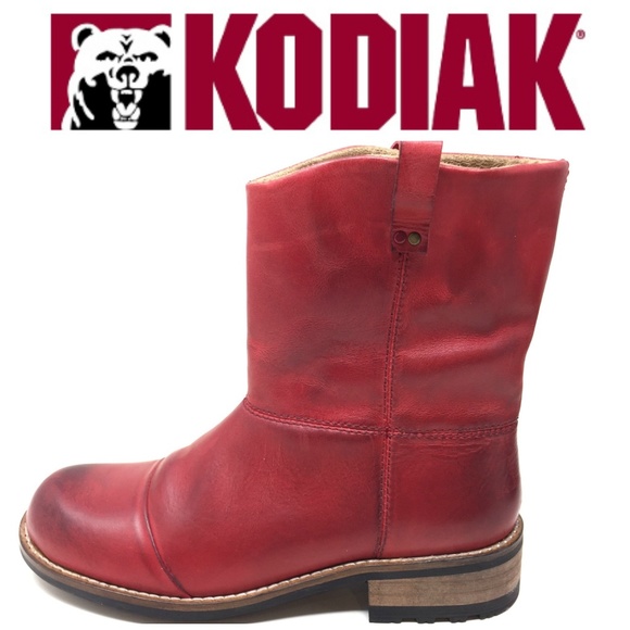 Kodiak Red Leather Winter Boots Women's Sz 7-7.5 - Picture 1 of 8